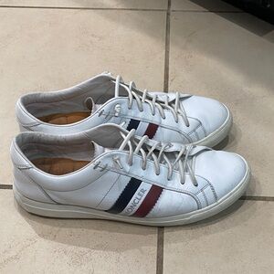 Moncler White Sneakers with Blue and Red Stripes